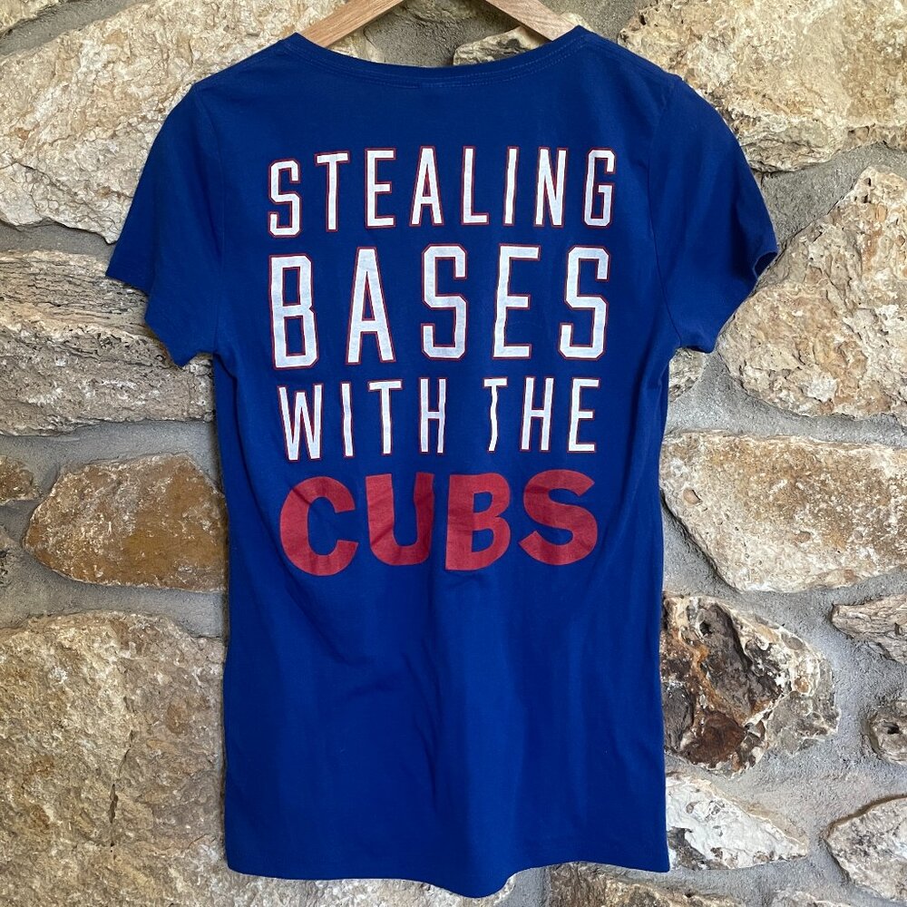 Chicago Cubs Baseball Women's V Neck Short Sleeve Tee T-shirt sz M